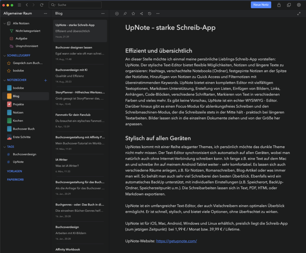 UpNote Schreib-App